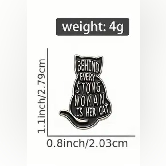 Behind Every Strong Woman is Her Cat Kawaii Cute Enamel Pin - Picture 2 of 2